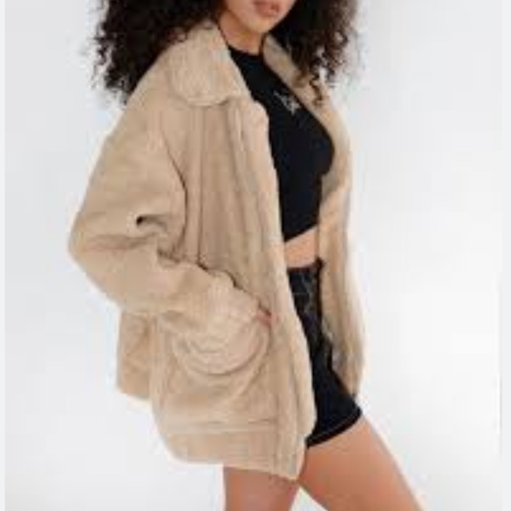 ME JANE Faux Fur Teddy Jacket Cream Color Size S